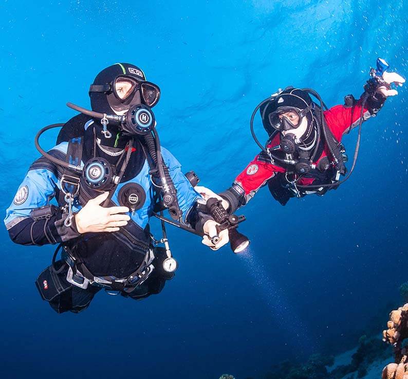 Wear diving gear